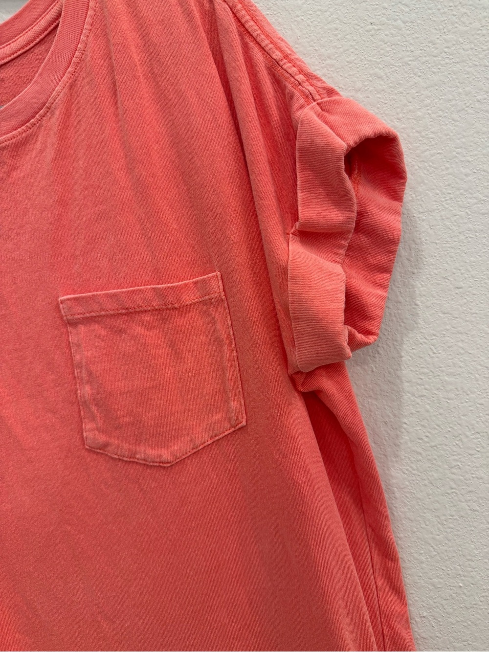 Double Zero Coral Crewneck Tee Dress with Pockets - Picture 2 of 5